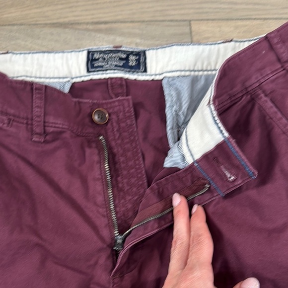 Abercrombie & Fitch Men's Kennan Straight Leg Burgundy Pants - Picture 6 of 9